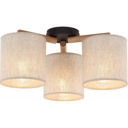 TK Lighting Deva Nature lampa podsufitowa 3x15 W szary/drewno/czarny 6865