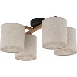 TK Lighting Deva Nature lampa podsufitowa 4x15 W szary/drewno/czarny 6866