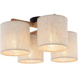 TK Lighting Deva Nature lampa podsufitowa 4x15 W szary/drewno/czarny 6866