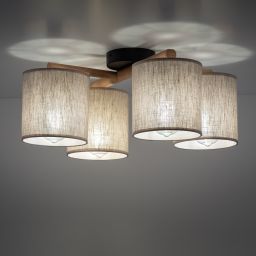 TK Lighting Deva Nature lampa podsufitowa 4x15 W szary/drewno/czarny 6866