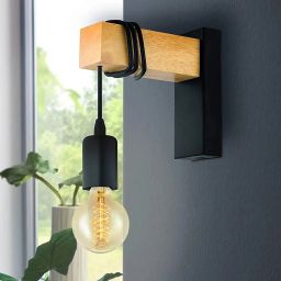 TooLight Line kinkiet 1x60 W czarny-drewno OSW-03241