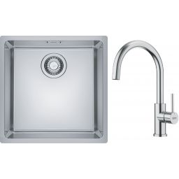 Zestaw Franke Maris MRX 110-40 zlewozmywak stalowy 40x40 cm z baterią Smart Glenda stal (122.0543.995, 115.0747.473)