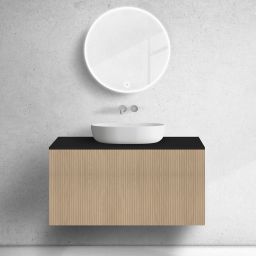 Zestaw Oltens Lun szafka podumywalkowa 100 cm z blatem dąb/czarny mat 68681060