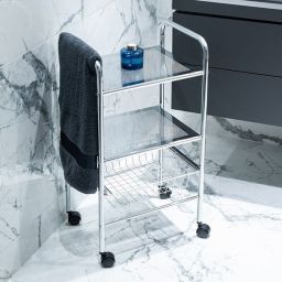 AWD Interior regał łazienkowy stojący z kółkami chrom AWD02040022