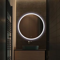 Balneo Moon lustro 60x60 cm okrągłe z oświetleniem z matą grzewczą biały L0101020401-1