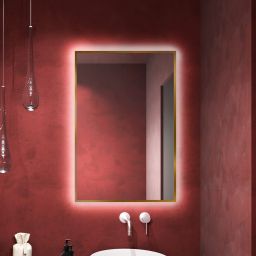 Baltica Design Tiny Border Straight lustro 90x60 cm z oświetleniem LED złote barwa ciepła