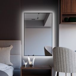 Baltica Design Tiny Border Straight lustro 60x90 cm prostokątne z oświetleniem srebrny