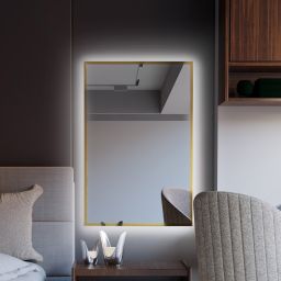 Baltica Design Tiny Border Straight lustro 60x90 cm prostokątne z oświetleniem złoty