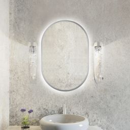 Baltica Design Tiny Border Pastille lustro 40x90 cm owalne z oświetleniem srebrny