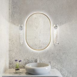 Baltica Design Tiny Border Pastille lustro 90x40 cm z oświetleniem LED złota barwa ciepła