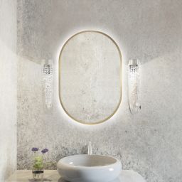 Baltica Design Tiny Border Pastille lustro 90x40 cm z oświetleniem LED złota barwa zimna