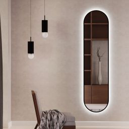 Baltica Design Tiny Border Pastille lustro 155x40 cm z oświetleniem LED czarne barwa neutralna