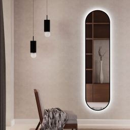 Baltica Design Tiny Border Pastille lustro 40x155 cm owalne z oświetleniem czarny