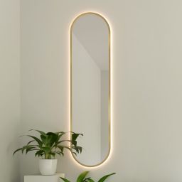 Baltica Design Tiny Border Pastille lustro 155x40 cm z oświetleniem LED złote barwa ciepła