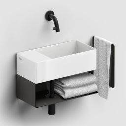 Clou New Flush konsola 44x18x21,2 cm podumywalkowa wisząca lewa czarna CL/07.36.432.21