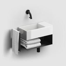 Clou New Flush konsola 44x18x21,2 cm podumywalkowa wisząca prawa czarna CL/07.36.430.21