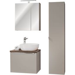 Zestaw Comad Santa Fe Taupe szafka podumywalkowa 60 cm z blatem, umywalką, szafką boczna i szafką z lustrem SET-SFT B 60CM UN 6252 A1