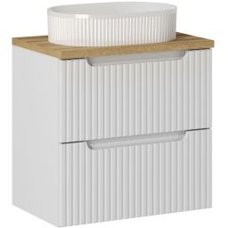 Zestaw Comad Nova White/Oak szafka z blatem 60 cm wisząca biały/dąb i umywalka Beyond 48x32,5 cm biała SET-NOW B OAK 60CM S UN BEYOND 5 WHITE