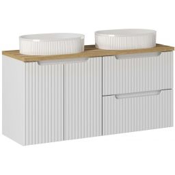 Zestaw Comad Nova White szafka podumywalkowa 120 cm biała z umywalkami nablatowymi SET-NOW B OAK 120CM S / D UN BEYOND 5 WH