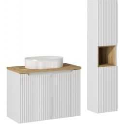 Zestaw Comad Nova White szafka podumywalkowa 80 cm biała z umywalką i szafką boczną SET-NOW B OAK 80CM D UN BEYOND 5 WH HC