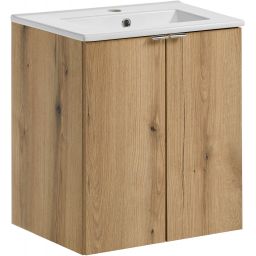 Zestaw Comad Nova Oak szafka 50 cm wisząca dąb i umywalka Dabnce 52x40 cm biała SET-NOA 50CM D DANCE
