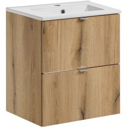 Zestaw Comad Nova Oak szafka 50 cm wisząca dąb i umywalka Dance meblowa biała Dance SET-NOA 50CM S DANCE