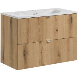 Zestaw Comad Nova Oak szafka 80 cm wisząca i umywalka Dance 81x40 cm meblowa biały SET-NOA 80CM S DANCE