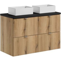 Zestaw Comad Nova Oak/Black szafka podumywalkowa 100 cm dąb z blatem czarnym i umywalki Gaja 35x22 cm SET-NOA B BLACK 100CM S UN GAJA SW