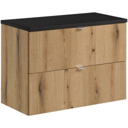 Zestaw Comad Nova Oak/Black szafka z blatem 80 cm wisząca dąb/czarny SET-NOA B BLACK 80CM S