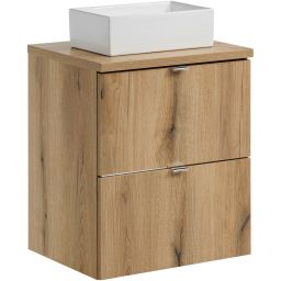 Zestaw Comad Nova Oak szafka z blatem 50 cm wisząca dąb i umywalka Gaja 35x22 cm biała SET-NOA B OAK 50CM S UN GAJA 35 SW