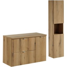 Zestaw Comad Nova Oak szafki 60 cm i 30 cm wiszące z blatem meblowym 90 cm z szafką boczną wysoką dąb SET-NOA B OAK 90CM S HC