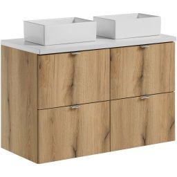 Zestaw Comad Nova Oak/White szafki 50 cm i 50 cm z blatem meblowym 100 cm dąb/biały i dwie umywalki Gaja 35x22 cm białe SET-NOA B WHITE 100CM S UN GAJA SW