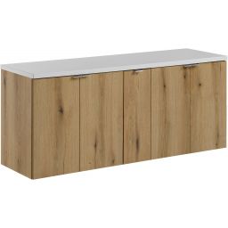 Zestaw Comad Nova Oak/White szafki 60 cm, 60 cm i 20 cm wiszące dąb z blatem meblowym 140 białym SET-NOA B WHITE 140CM D