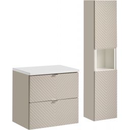 Zestaw Comad Viva Cashmere szafka 60x39x57 cm podumywalkowa wisząca kaszmir z blatem białym i szafką boczną SET-VIC B WHITE 60CM S HC