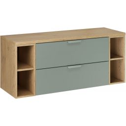 Zestaw Comad Aster Green szafka 80 cm podumywalkowa wisząca z blatem 120 cm i dwa regały 20 cm otwarte zielony/dąb SET-ASG B CREMONA 120CM LR