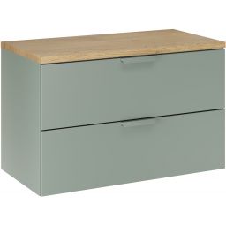 Zestaw Comad Aster Green szafka 80 cm wisząca z blatem meblowym 80 cm zielony/dąb SET-ASG B CREMONA 80CM