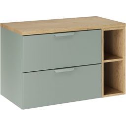 Zestaw Comad Aster Green szafka 60 cm podumywalkowa wisząca z blatem 80 cm i regał 20 cm otwarty zielony/dąb SET-ASG B CREMONA 80CM LR