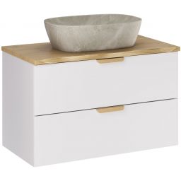 Zestaw Comad Aster White szafka 80 cm podumywalkowa wisząca z blatem 80 cm i umywalką biały/dąb SET-ASW B NAT CREMONA 80CM UN ANNA