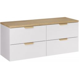 Zestaw Comad Aster White dwie szafki 60 cm wiszące z blatem meblowym 120 cm biały/dąb SET-ASW B CREMONA 120CM