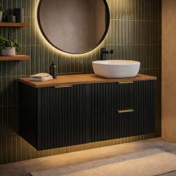 Zestaw Comad Adel Black szafki 60 cm i 40 cm wiszące czarny mat z blatem meblowym 100 cm dąb SET-ADB B WOTAN 100CM LB