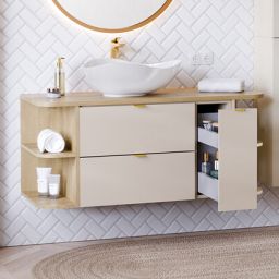 Zestaw Comad Dalia Cashmere szafka 60 cm wisząca i szafka 20 cm cargo z blatem 80 cm dąb/kaszmir SET-DC B CREMONA 80CM LC