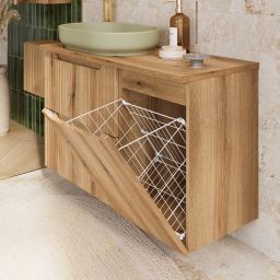 Comad Nova Coast Evoke szafka 40x39x57 cm boczna wisząca z koszem na pranie dąb NOVA COAST EVOKE 81-40-39-1DK