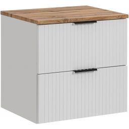 Zestaw Comad Adel White szafka 60 cm podumywalkowa wisząca z blatem biały/dąb SET -ADW B 60 CM