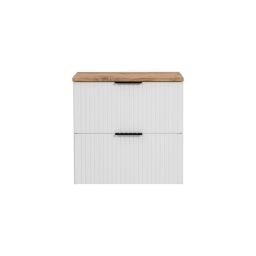 Zestaw Comad Adel White szafka 60 cm podumywalkowa wisząca z blatem biały/dąb SET -ADW B 60 CM