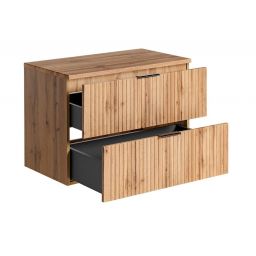 Zestaw Comad Adel Oak szafka 80 cm podumywalkowa wisząca z blatem dąb SET -ADO B 80 CM