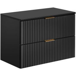 Zestaw Comad Adel Black szafka 80 cm podumywalkowa wisząca z blatem czarny (ADELBLACK8280B2S, ADELBLACK8980B)