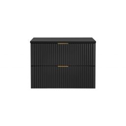 Zestaw Comad Adel Black szafka 80 cm podumywalkowa wisząca z blatem czarny (ADELBLACK8280B2S, ADELBLACK8980B)