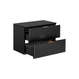 Zestaw Comad Adel Black szafka 80 cm podumywalkowa wisząca z blatem czarny (ADELBLACK8280B2S, ADELBLACK8980B)