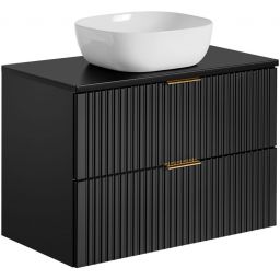 Zestaw Comad Adel Black szafka 80 cm z blatem i umywalką czarny/biały (ADELBLACK8280B2S, ADELBLACK8980B, UM6252SMILE40DP)