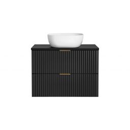 Zestaw Comad Adel Black szafka 80 cm z blatem i umywalką czarny/biały (ADELBLACK8280B2S, ADELBLACK8980B, UM6252SMILE40DP)